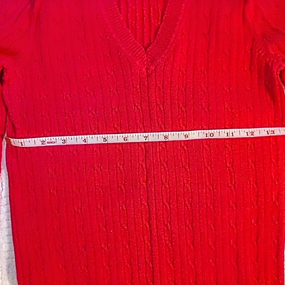 Long sleeves, V-Neck, 100% cotton, fusia pink, cablenit. - Picture 3 of 7